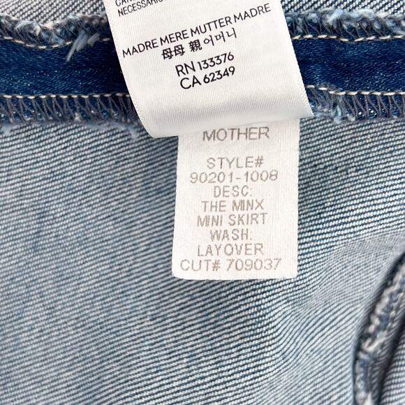 MOTHER The Minx Denim Mini Skirt Layover Wash Size 32 - Picture 6 of 7